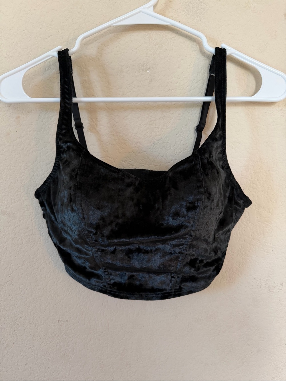 Victoria Secret Black Velvet Crop Tank Top(Bra Top)
